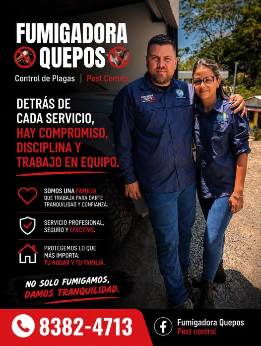 Cristhopher y su esposa representando el equipo de Fumigadora Quepos